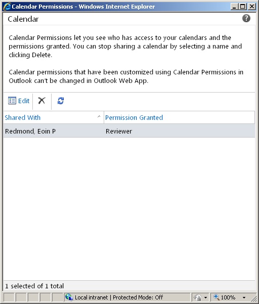 Calendar permissions