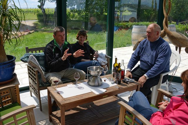 Enjoying a master class in wine appreciation at the Chateau Bellevue Gazin