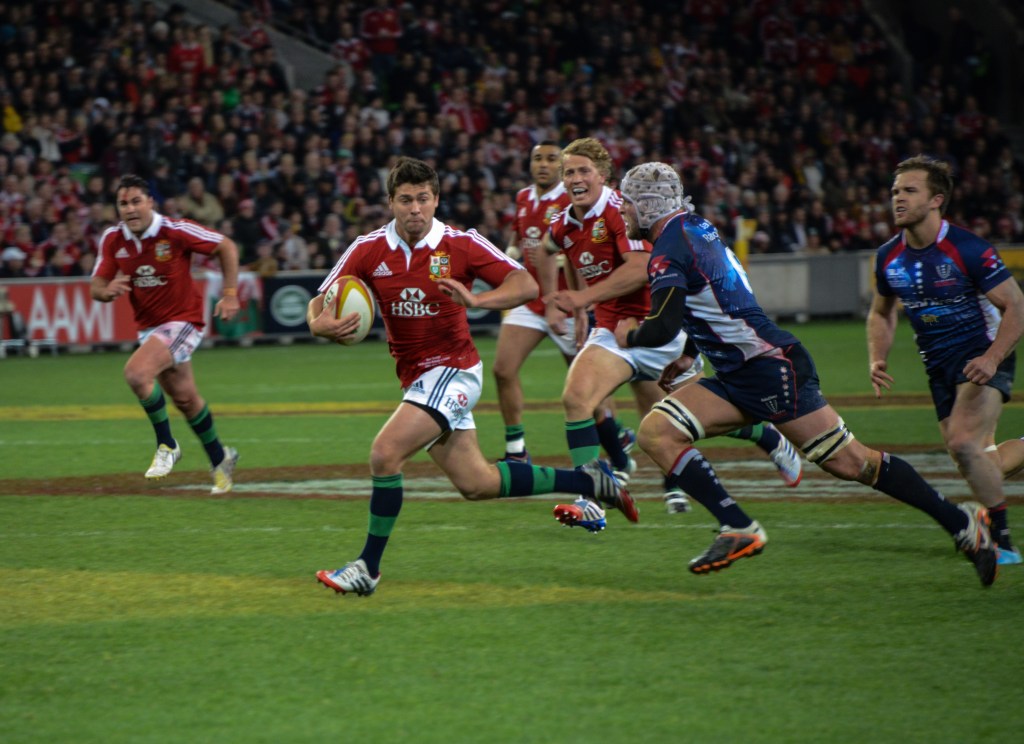 Ben Youngs sprints away to score the last try for the Lions
