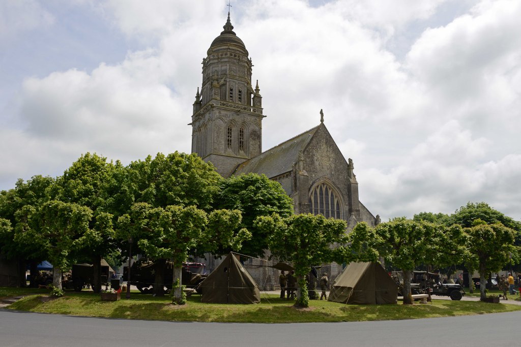 The church at Sainte-Marie-du-Mont surrounded by 1944 militaria
