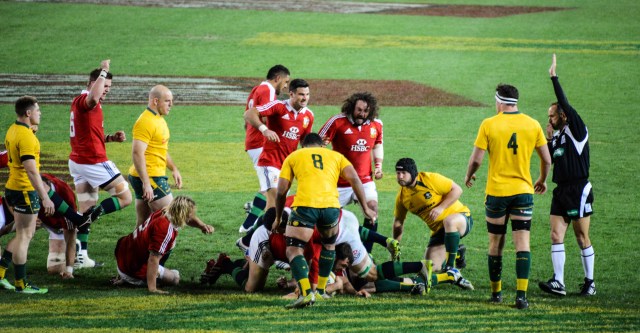 Alex Corbisiero scores the Lions' first try after 2 minutes