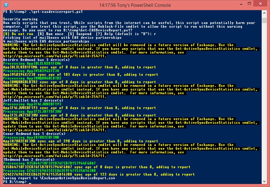 Oops - some problems when running against Exchange Online