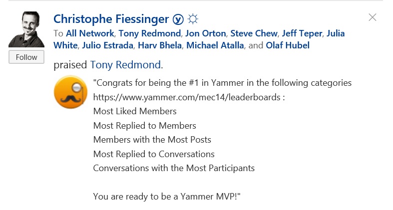 Yammer stats from MEC