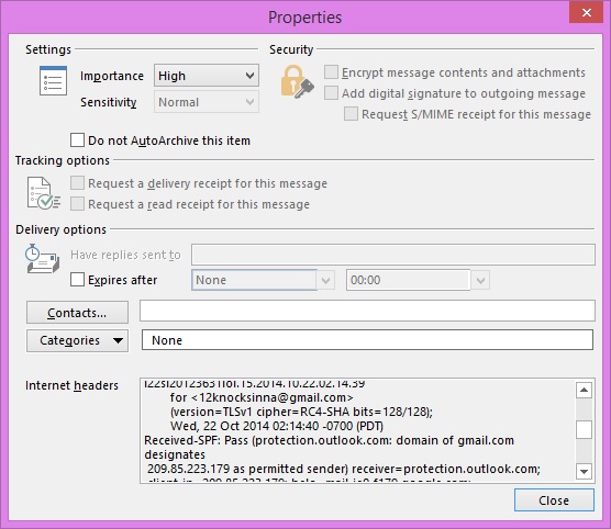 Viewing message properties