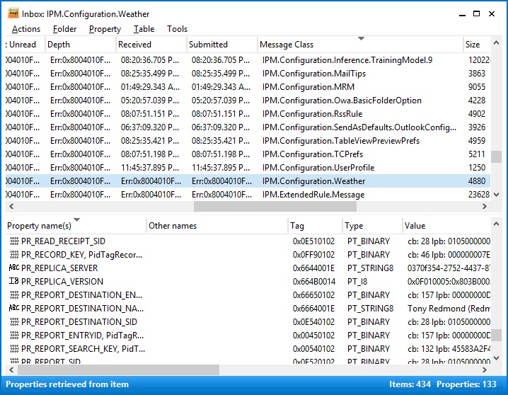 MFCMAPI exposes Clutter FAIs