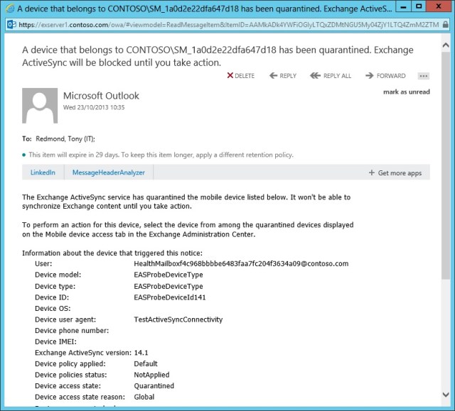 Warning health message