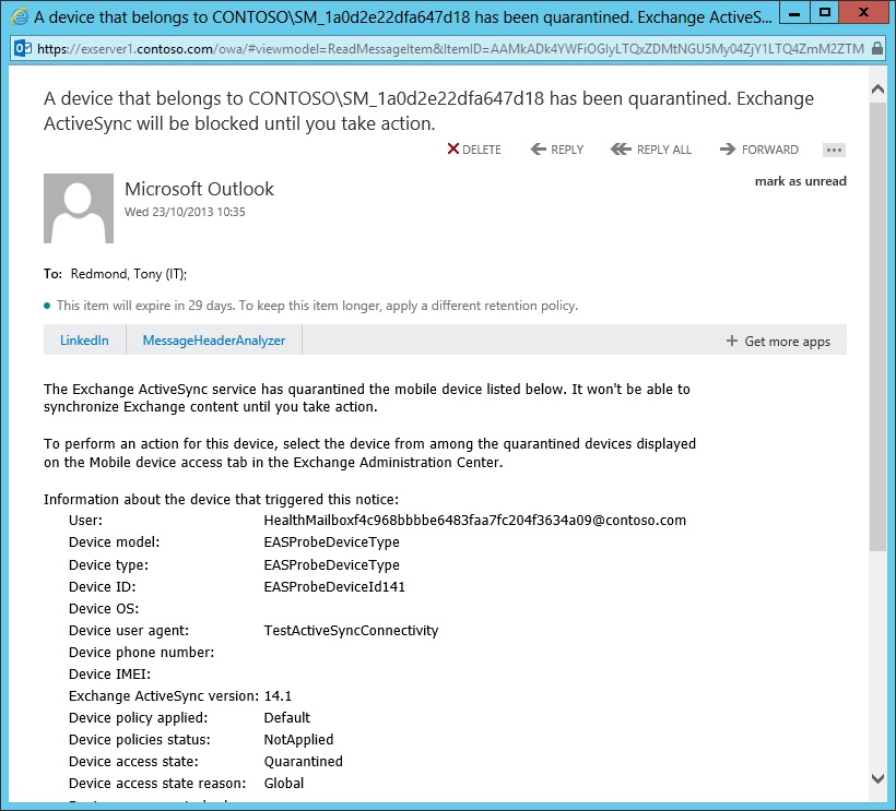 Warning health message