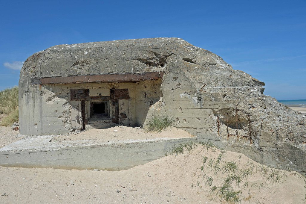 Battered German gun position on Utah Beach