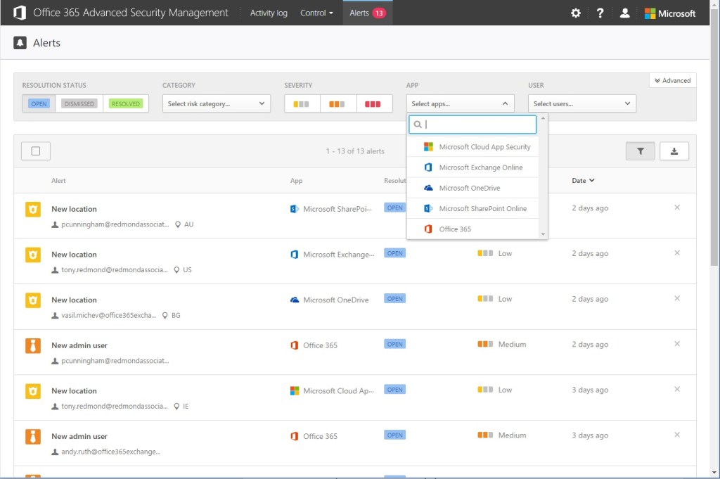 Office 365 Advanced Security&nbsp;Management
