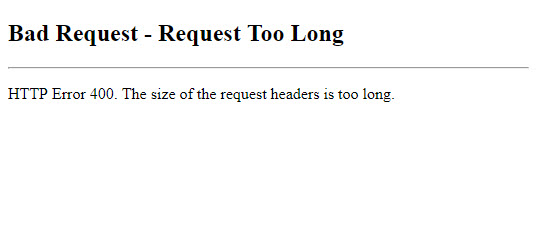 Office 365 Admin Center HTTP 400