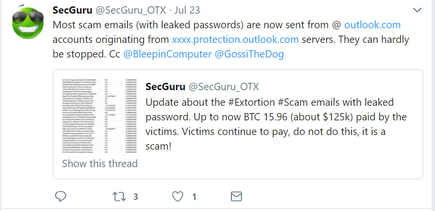 Bitcoin sex email scam results