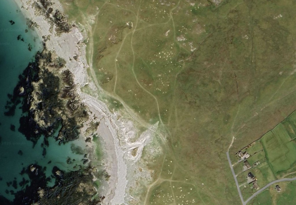 Rabbit warrens in Aillebrack show up on satellite (photo from Google Maps).